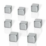 SIGEL B3101 Neodym-Magnete Be!Board - Würfel - vernickelt - Haftkraft auf Glas-Magnetboards: 6 Blatt (A4, 80g/m²) - silber - 8 Stück