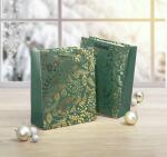 SIGEL GT118 Geschenktasche SIGEL groß - grün - Ornamente - mit Bodeneinlage und farblich abgestimmten Seidenbandgriffen - Kunststoff, Weißkarton - 26 x 33 x 12 cm