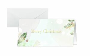 SIGEL DS199 Weihnachts-Karten - Tannenzweige - blau/grün/gold - DIN lang - 25 Karten + Umschläge - inkl. Umschläge
