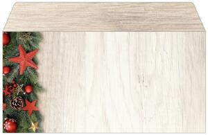 SIGEL DU442 Weihnachts-Umschlag - Weihnachtssterne - beige/rot/grün - gummiert - DIN lang - 50 Umschläge