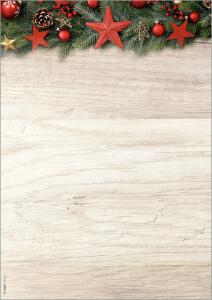 SIGEL DP442 Weihnachts-Motiv-Papier - Weihnachtssterne - beige/rot/grün - 90 g/m² - A4 - 100 Blatt