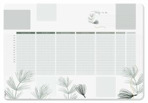 SIGEL HO590 Papier-Schreibunterlage  - undatiert- Wochenplaner - Nein - oliv/weiß - ca. A2 - DE/EN/FR/NL - 30 Blatt - FSC-zertifiziert