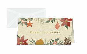 SIGEL DS095 Weihnachts-Karten - Weihnachtskugeln - rot/grün/gold - DIN lang - 10 Karten + Umschläge - inkl. Umschläge