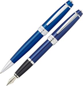 Kugelschreiber+Füller Bailey Blau-Lack, Geschenkset