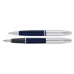 Kugelschreiber+Füller Calais Blau-Lack, Geschenkset