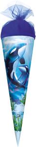 Motiv-Schultüte, Orcas, 50 cm, rund, Tüllverschluss