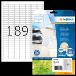 Herma Etiketten permanent haftend 25,4 x 10 mm Recycling-Papier naturweiss 20 Bl 3780 Etik. LaserInkCopy