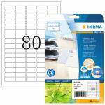 Herma Etiketten permanent haftend 35,6 x 16,9 mm Recycling-Papier naturweiss 20 Bl 1600 Etik. LaserInkCopy