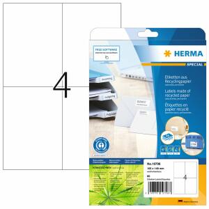 Herma Etiketten permanent haftend 105 x 148 mm Recycling-Papier naturweiss 20 Bl 80 Etik. LaserInkCopy