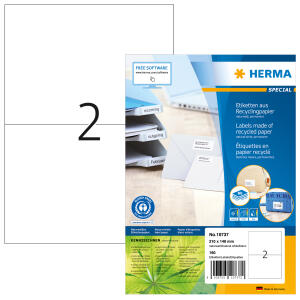 Herma Etiketten permanent haftend 210 x 148 mm Recycling-Papier naturweiss 80 Bl 160 Etik. LaserInkCopy