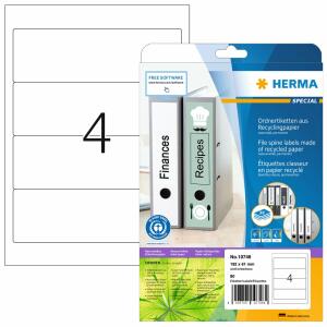 Herma Ordnerrückenschilder permanent haftend 192 x 61 mm Recycling-Papier naturweiss 20 Bl 80 Etik. LaserInkCopy