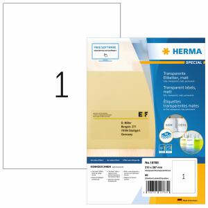 Herma Etiketten permanent haftend 210 x 297 mm Folie transparent 80 Bl 80 Etik. LaserCopy