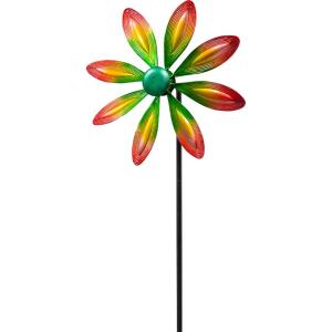 Kinetic Art Metal Wind Spinner: Single Flower - Multi-Color