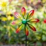 Kinetic Art Metal Wind Spinner: Single Flower - Multi-Color