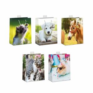 Geschenktasche Tiere M 18x23x10cm 5fach sortiert