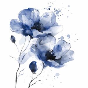 ti-flair Servietten Fiori Delicati navy 24x24cm 20 Stück