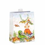 Geschenktasche Dinosaurier mit Vulkan 33x45x12cm