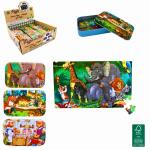 Holzpuzzle 14x22cm 60 Teile 4fach sortiert in Metallbox