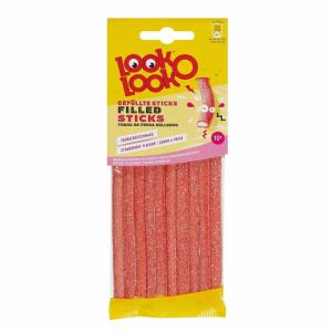 Look-o-Look Fruchtgummi Gefüllte Erdbeersticks 90g Beutel