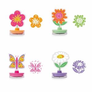 Acryl-Stempel Good Feelings Happy Flowers selbstfärbend pink lila orange grün 4fach sortiert