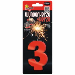 COMET Wunderkerze Zahl 3 Kat. F1 rot