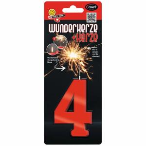 COMET Wunderkerze Zahl 4 Kat. F1 rot