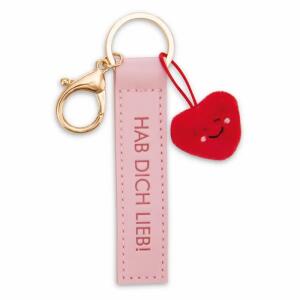 NICI Schlüsselanhänger Hab dich lieb! Kunstlederband mit Herz rosa 10cm