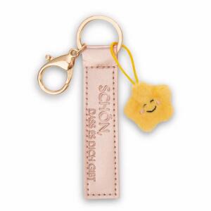 NICI Schlüsselanhänger Schön, dass es dich gibt Kunstlederband mit Stern roségold 10cm