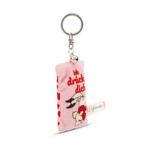NICI Schlüsselanhänger Mini Plüschkissen Ich drück dich! mit Glöckchen 8cm