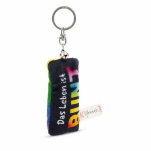 NICI Schlüsselanhänger Mini Plüschkissen Das Leben ist bunt mit Glöckchen 8cm