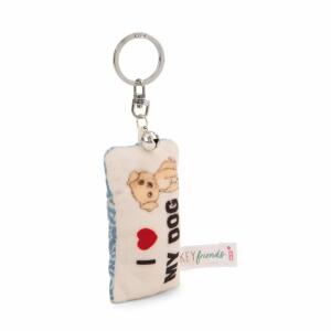 NICI Schlüsselanhänger Mini Plüschkissen I love my dog mit Glöckchen 8cm