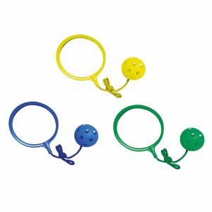 Schleuderball am Seil mit Ring gelb/grün/blau Länge 72cm 3fach sortiert