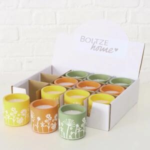 BOLTZE Kerzentopf Honey 3fach sortiert