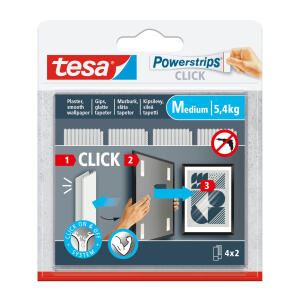 tesa Klettband selbstklebend Powerstrips Click Medium 8 Stück bis 5,4kg