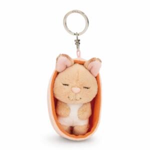 NICI Schlüsselanhänger Sleeping Pets Hase im Körbchen peach 8cm