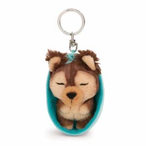 NICI Schlüsselanhänger Sleeping Pets Hund Yorkshire Terrier im Körbchen hellblau 8cm