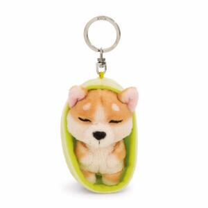 NICI Schlüsselanhänger Sleeping Pets Hund Welsh Corgi im Körbchen hellgrün 8cm