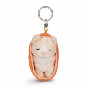 NICI Schlüsselanhänger Sleeping Pets Katze im Körbchen aprikot 8cm