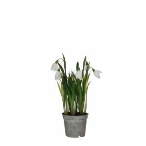 Kunstblume Schneeglöckchen im Topf weiss 24x8,5cm