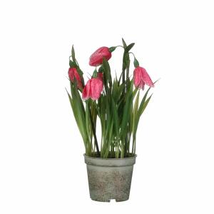 Kunstblume Schachblume im Topf rosa 23x8,5cm