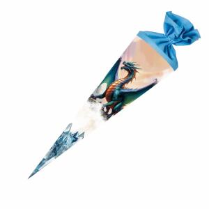Nestler Schultüte Kkristall Drache rund mit Filzverschluss 70cm