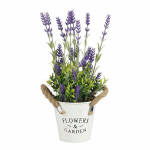Kunstblume Lavendel im Eimer violett 30x15cm