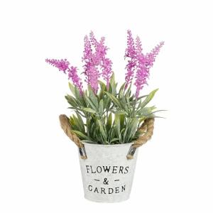 Kunstblume Lavendel im Eimer violett 30x15cm