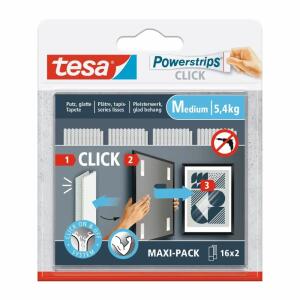 tesa Klettband selbstklebend Powerstrips Click Medium 32 Stück bis 5,4kg
