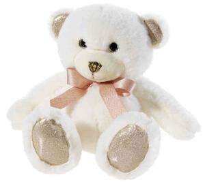 Heunec Bär PEARLIE Creamie mit Rosé-Schleife klein Größe 18 cm