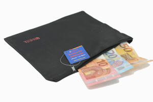 Rheita Geldtasche-Banktasche aus Nylon mit Reißverschluss, schwarz