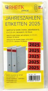 RHEITA Jahreszahlen Etiketten "2025", 50 Stück, schwarze Jahreszahl "2024" auf grünem Grund, im Headerbeutel