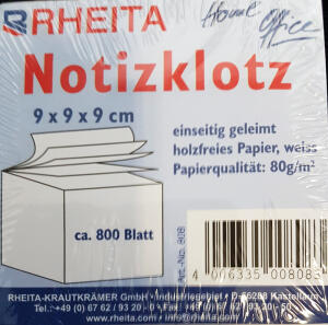 Rheita Notizklotz einseitig geleimt, weiß, 850 Blatt, 80g/m²