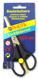Rheita Kinderbastelschere, farbigem Griff, 13.5 cm, runde Ausführung, Griff rückfedernd
