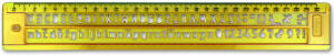 Rheita Schablonen-Lineal, gelb-transparent, 30 cm, mit Buchstaben & Zahlen